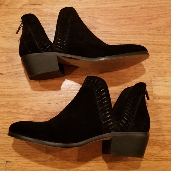 Vince Camuto Shoes - Vince Camuto Black Suede Laser Cut Booties